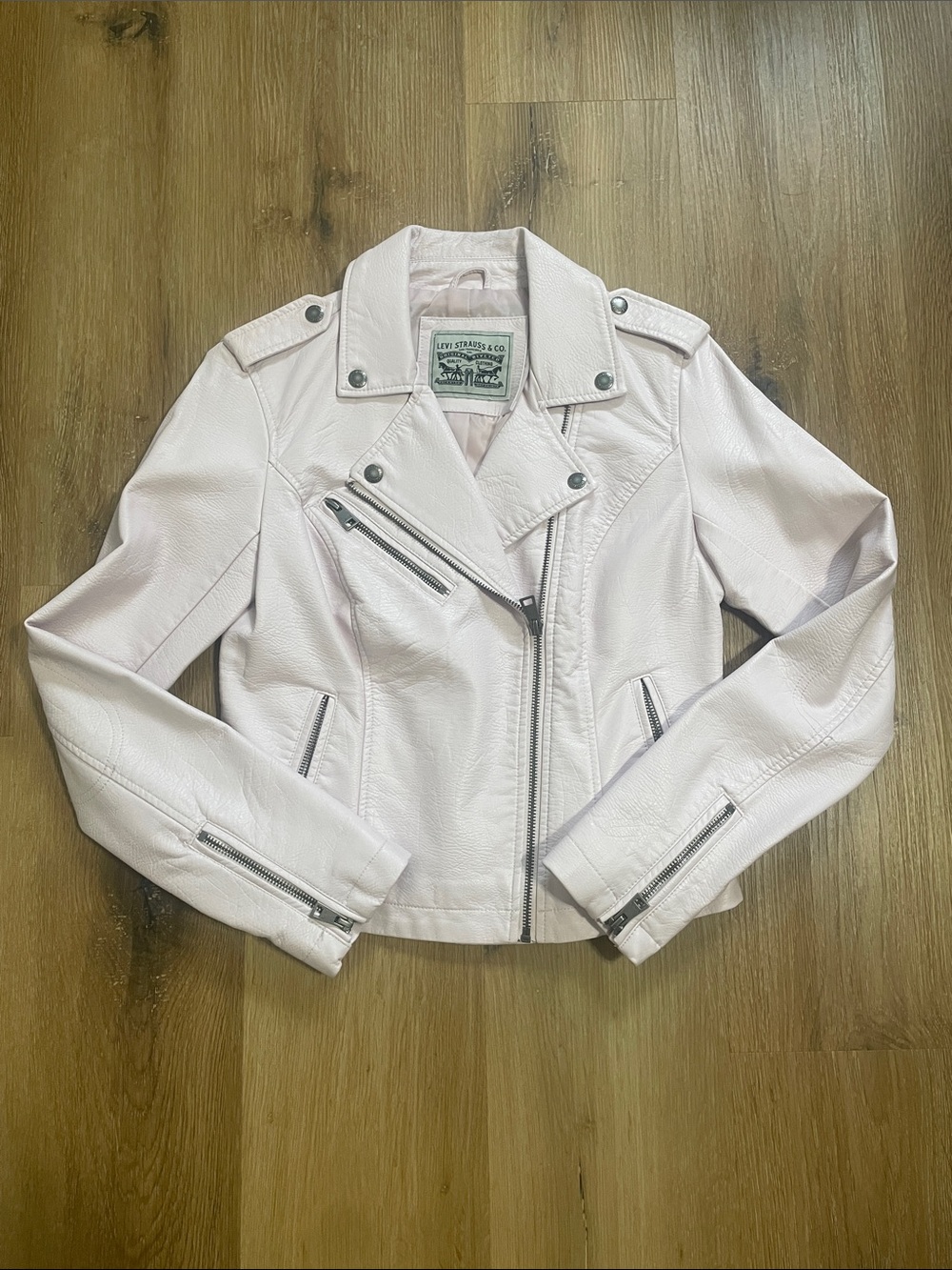 Levi's Women's Light Pink Faux Leather Moto Jacket